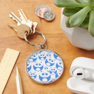 Kawaii Panda Baby Blue and White Pattern Schlüsselanhänger