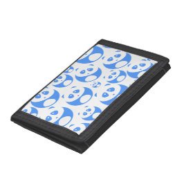Kawaii Panda Baby Blue and White Pattern Trifold Geldbörse