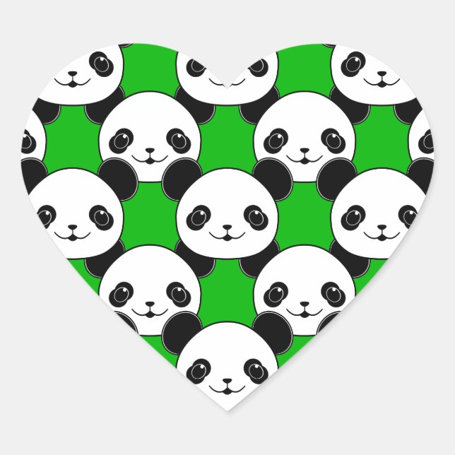 Kawaii Panda Bear Pattern Herz-Aufkleber (Vorderseite)