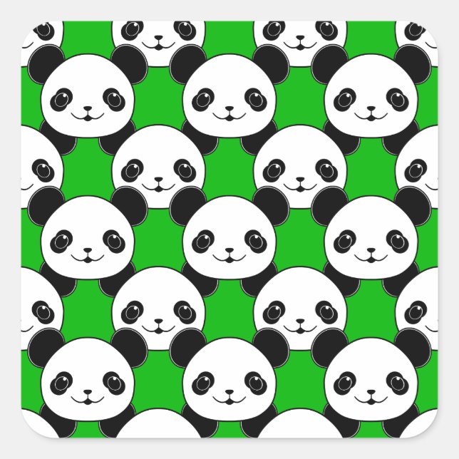 Kawaii Panda Bear Pattern Quadratischer Aufkleber (Vorderseite)