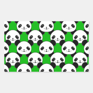 Kawaii Panda Bear Pattern Rechteckiger Aufkleber