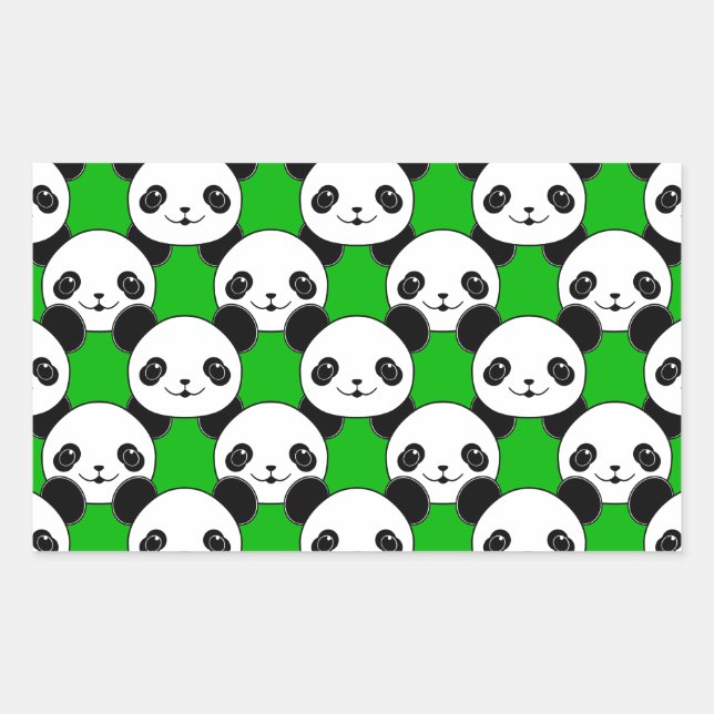 Kawaii Panda Bear Pattern Rechteckiger Aufkleber (Vorderseite)