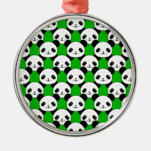 Kawaii Panda Bear Pattern Silbernes Ornament