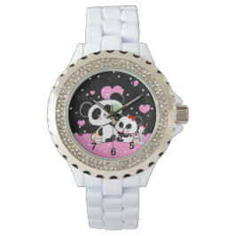 Kawaii Panda Bear Picnic Mutter Tochter von Leah G Armbanduhr