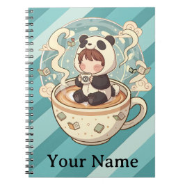 Kawaii Panda Coffee Study Spiral Notebook Notizblock