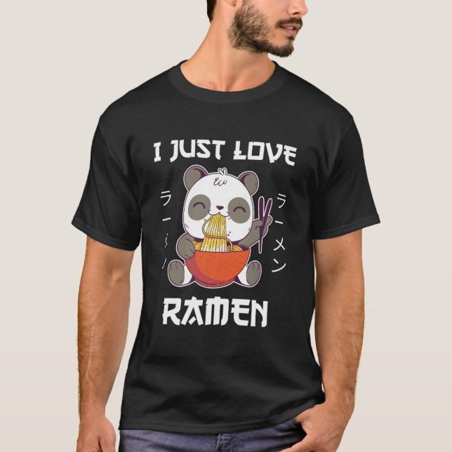 Kawaii Panda Eats Ra I Just Love Ra Japanese Style T-Shirt (Vorderseite)