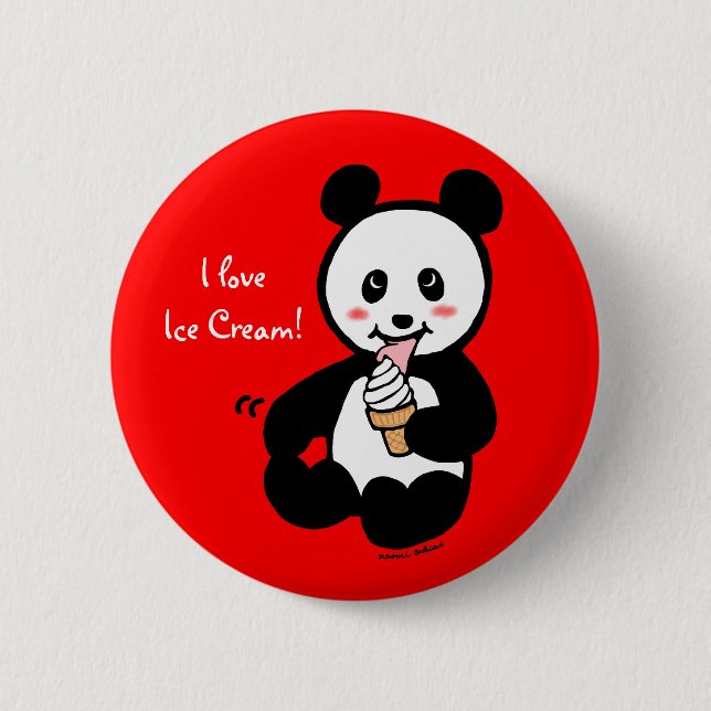 Kawaii Panda-Eiscreme-Cartoon Button (Vorderseite)