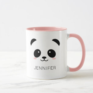 Kawaii Panda Gesicht personalisiert rosa Tasse