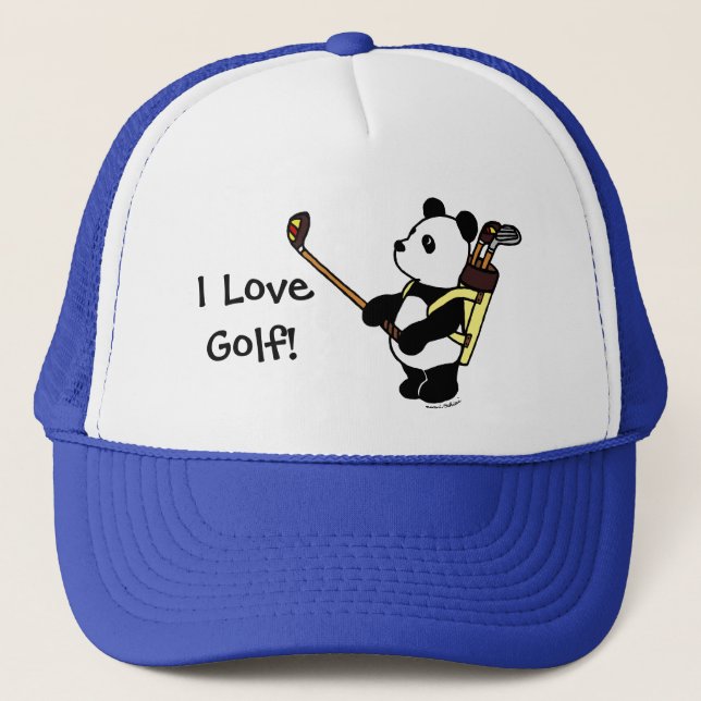 Kawaii Panda-Golfspieler Truckerkappe (Vorderseite)