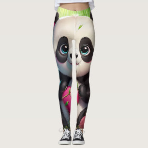 Kawaii Panda Holding Herz in einem Bambuswald Leggings