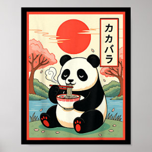 Kawaii Panda isst Ramen Anime Nudeln Japanisch P Poster