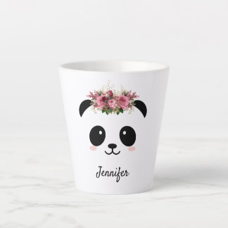 Kawaii panda mignon floral personnalisé latte mug