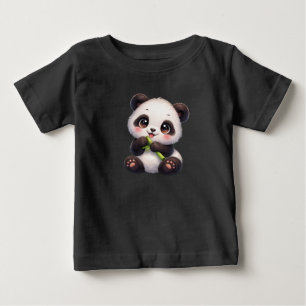 Kawaii Panda mit Bambus Unisex-Kinder-Grafik-T-S Baby T-shirt