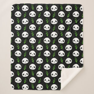 Kawaii Panda Muster Bamboo in Schwarz-weiß grün Sherpadecke