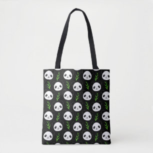 Kawaii Panda Muster Bamboo in Schwarz-weiß grün Tasche