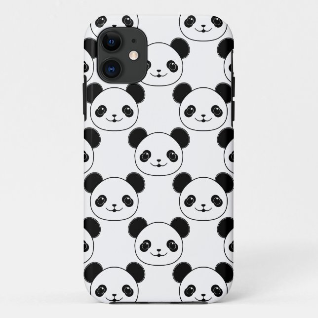 Kawaii Panda Muster in Schwarzweiß Case-Mate iPhone Hülle (Rückseite)