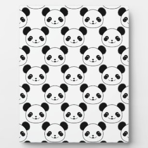 Kawaii Panda Muster in Schwarzweiß Fotoplatte