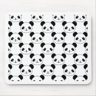Kawaii Panda Muster in Schwarzweiß Mousepad