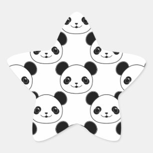 Kawaii Panda Muster in Schwarzweiß Stern-Aufkleber