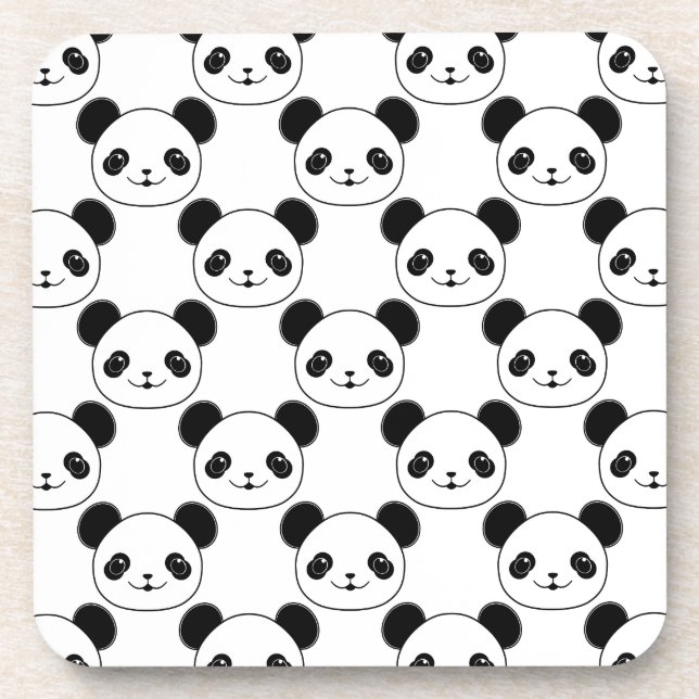 Kawaii Panda Muster in Schwarzweiß Untersetzer (Vorderseite)