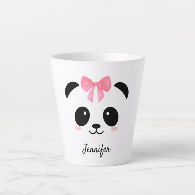 Kawaii Panda niedliche personalisierte Latte-Tasse Milchtasse (Vorderseite)