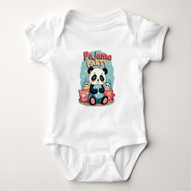 Kawaii Panda Pajama Party Cosy Sleepover Ästhetik Baby Strampler (Vorderseite)