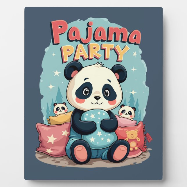 Kawaii Panda Pajama Party Cosy Sleepover Ästhetik Fotoplatte (Vorderseite)