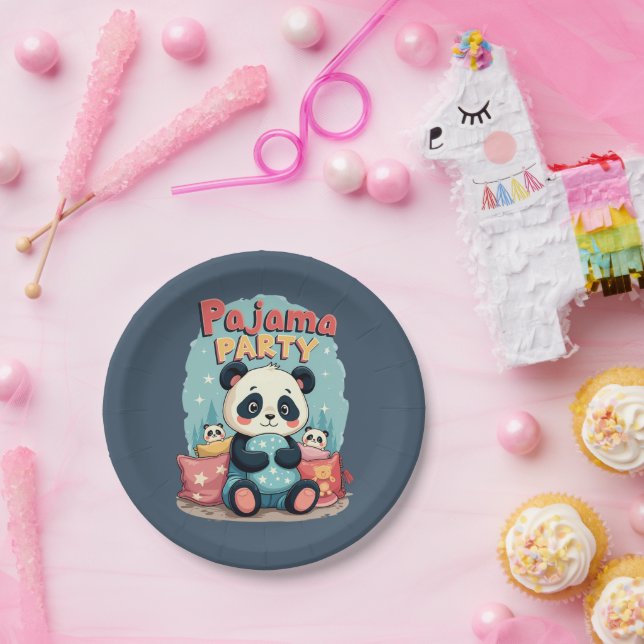 Kawaii Panda Pajama Party Cosy Sleepover Ästhetik Pappteller (Party)