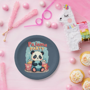 Kawaii-Panda-Pyjama-Party Cozy-Schlafparty-Ästheti Pappteller
