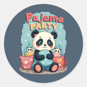 Kawaii-Panda-Pyjama-Party-Gemütliche-Schlafparty-Ä Runder Aufkleber