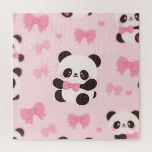 Kawaii Panda Rosa Schleifenmuster