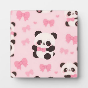 Kawaii Panda Rosa Schleifenmuster Fotoplatte