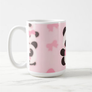 Kawaii Panda Rosa Schleifenmuster Kaffeetasse