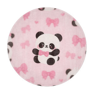 Kawaii Panda Rosa Schleifenmuster Schneidebrett