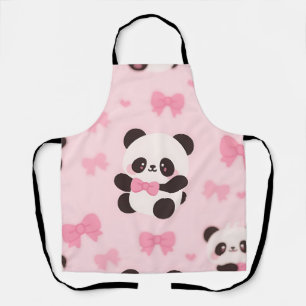 Kawaii Panda Rosa Schleifenmuster Schürze