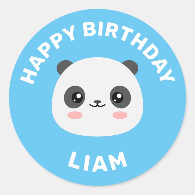 Kawaii Panda Runder Aufkleber (Vorderseite)