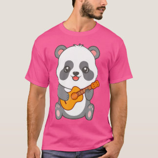 Kawaii Panda spielt akustischen Gitarren-Cartoon T-Shirt