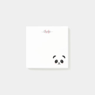 Kawaii panda trägt personalisierte Monogramm Post-it Klebezettel