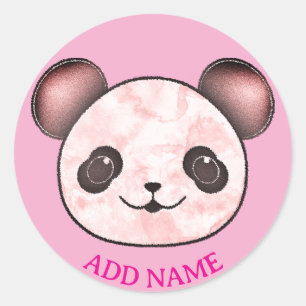 Kawaii Panda Zeichnend in Rosa Runder Aufkleber