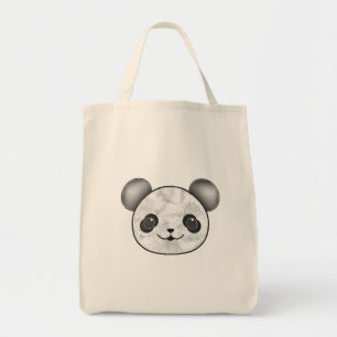 Kawaii Panda Zeichnend in Schwarzweiß Tragetasche