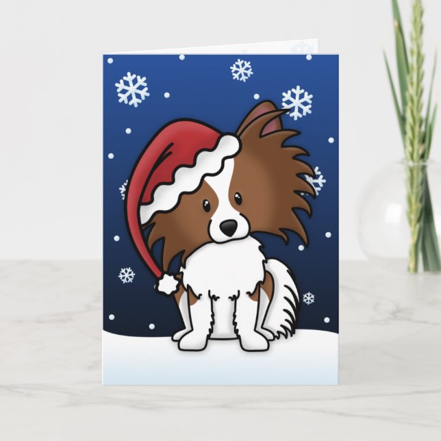Kawaii Papillon Weihnachtskarte Feiertagskarte (Vorderseite)