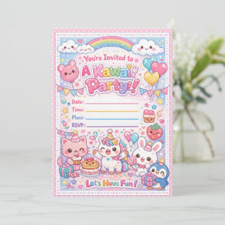 Kawaii Party Einladung – Süße Pastell-Geburtstagsf