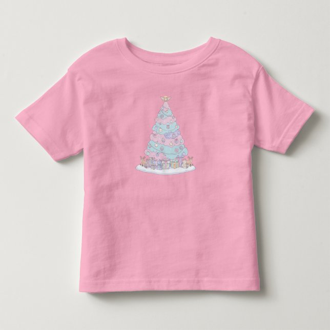 Kawaii Pastel Christmas Tree | Niedliches Rosa und Kleinkind T-shirt (Vorderseite)