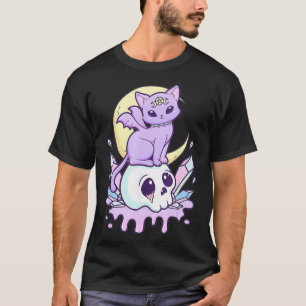 Kawaii Pastel Goth Niedlich Creepy Witchy Cat und  T-Shirt