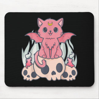 Kawaii Pastel Goth Niedliche Creepy Demon Cat and Mousepad