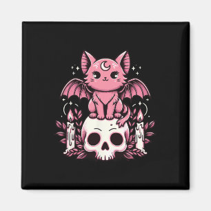 Kawaii Pastel Goth Niedliche Creepy Katze Bat Skel Magnet
