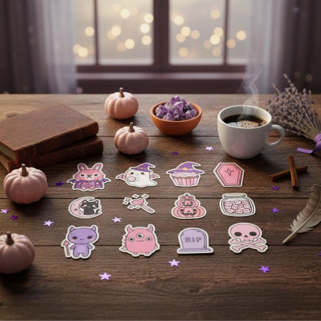 Kawaii Pastel Moonlight Magic Sticker Pack (Spooky Cute Critters & Charms)