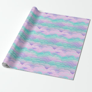 Kawaii Pastel Pink Blau Wolken Wiederholung Muster Geschenkpapier