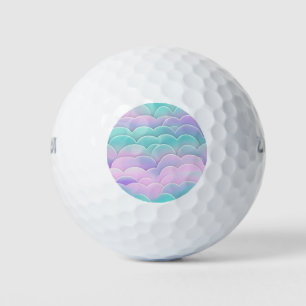 Kawaii Pastel Pink Blau Wolken Wiederholung Muster Golfball