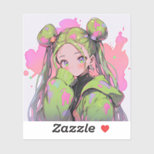 Kawaii Pastel Spritzer Anime Girl Aufkleber